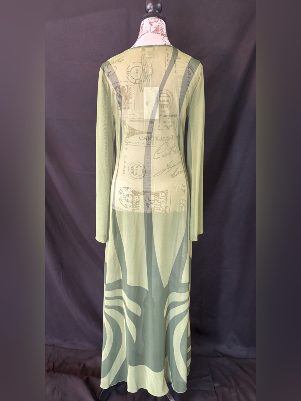 Caroline Constas Green Sheer Beach Mesh Cover Up Size Medium NWT - Picture 3 of 9